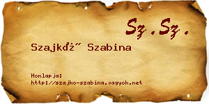 Szajkó Szabina névjegykártya